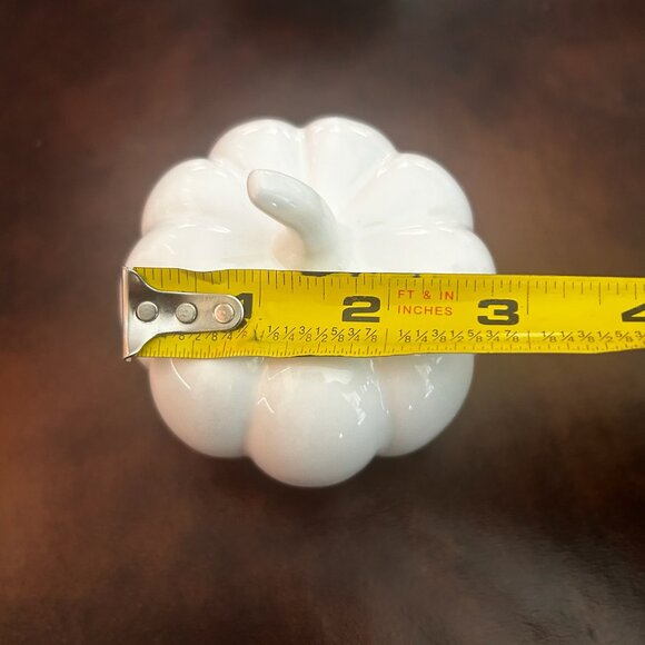 Thanksgiving Centerpiece Set Of 7 White Mini Ceramic Pumpkins - Picture 10 of 15